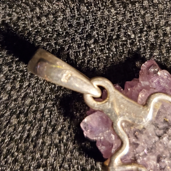 Sterling & Amethyst Geode earrings & pendant set - Picture 4 of 4